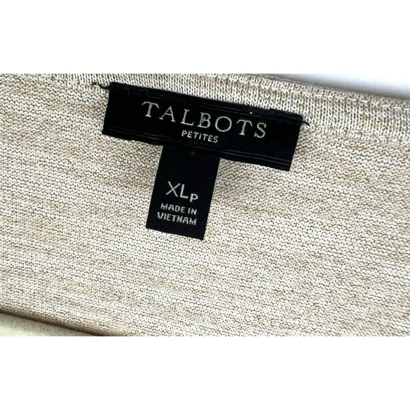 Talbots Faux Wrap Blouse Cardigan Women’s P XL  Long Sleeve Gold Shimmer Solid - Picture 3 of 7